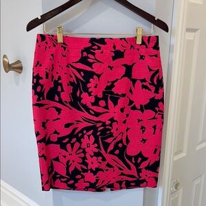 J. Crew Pink and Black Pencil Skirt Knee-Length Night Out